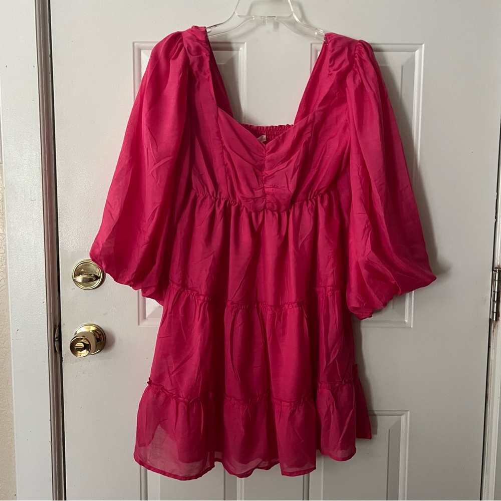 NWT Beyond Words Puff Sleeve Babydoll Mini Dress
